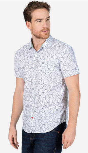 Рубашка с коротким рукавом и принтом часового пояса Herren Hemd kurzarm Wei 9090₽