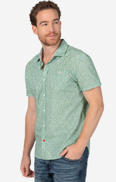 Рубашка с коротким рукавом с принтом часового пояса Herren Hemd kurzarm Grn 9090₽